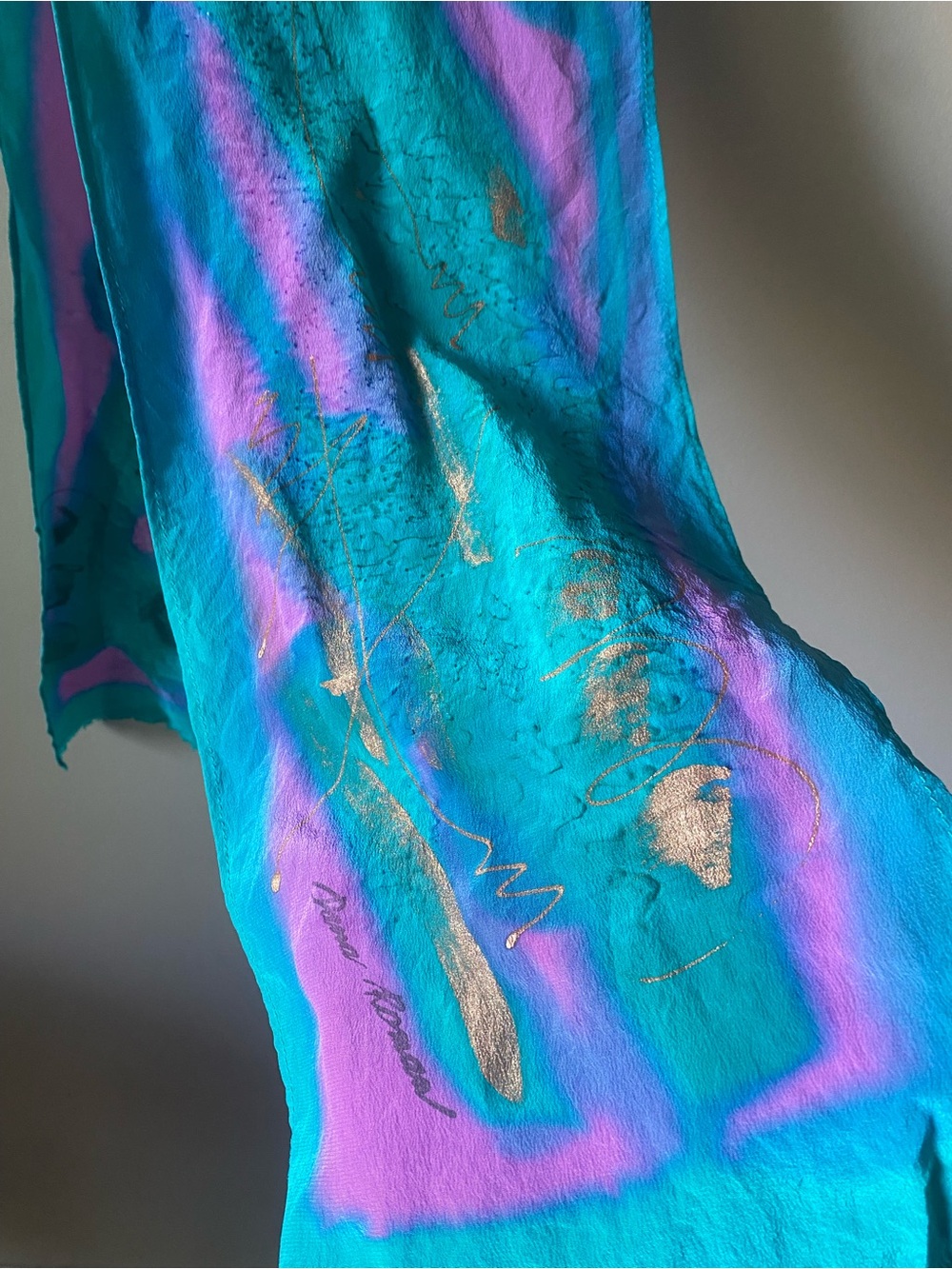 Hand painted 100% silk scarf, by Dana Roman